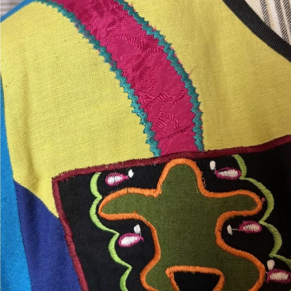 Womens Patchwork Indigo Moon Embroidered Jacket S… - image 5